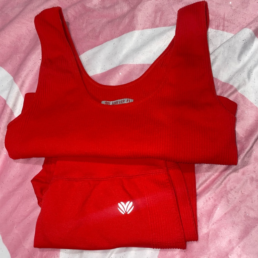 Red Tank Top and Leggings Set